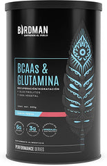 BCAAS y Glutamina Fresa | BIRDMAN | Bote | 405 gr | BCAAS y Glutamina Fresa